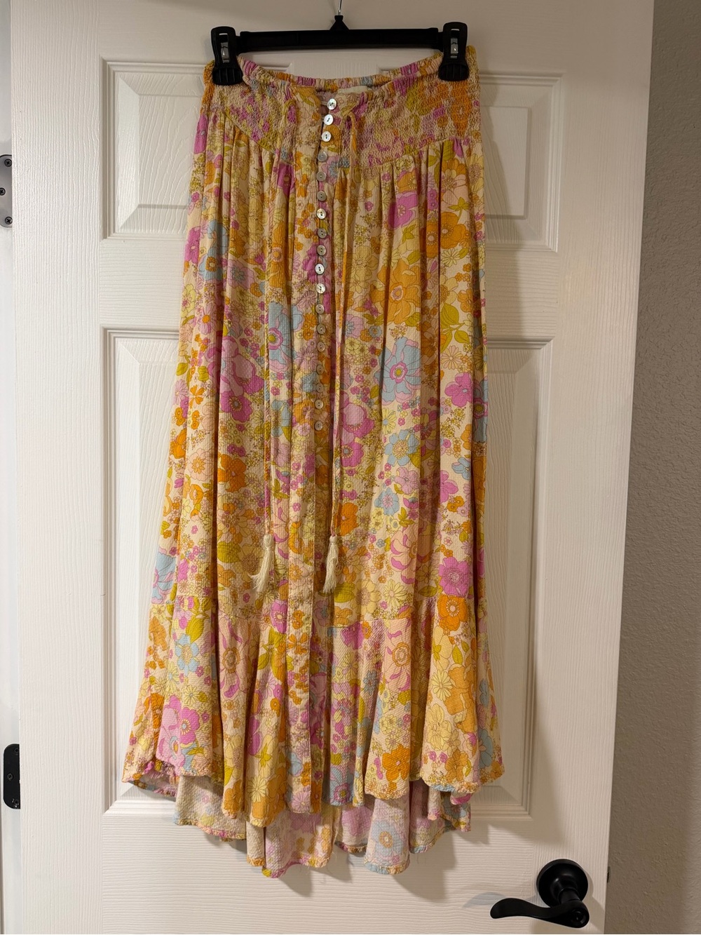Cynthia Rowley Pastel Floral Button Front Maxi Skirt